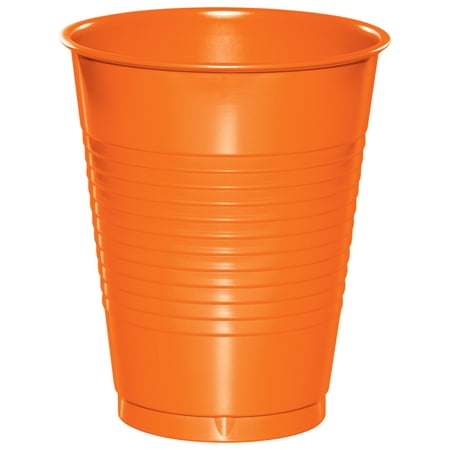 Sunkissed Orange 16 oz Plastic Cups 60 Count for 60 Guests