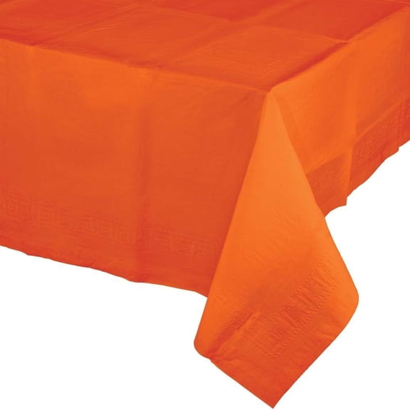 Sunkissed Orange 2/Ply Poly Paper Banquet Tablecloth 3 Count