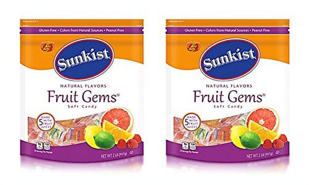 Sunkist ( 2 PACK ) Natural Flavors Fruit Gems Soft Candy Made With 5