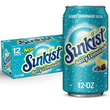 Sunkist Caffeine Free Berry Lemonade Soda Pop, 12 fl oz, 12 Pack Cans, Allergens Not Contained