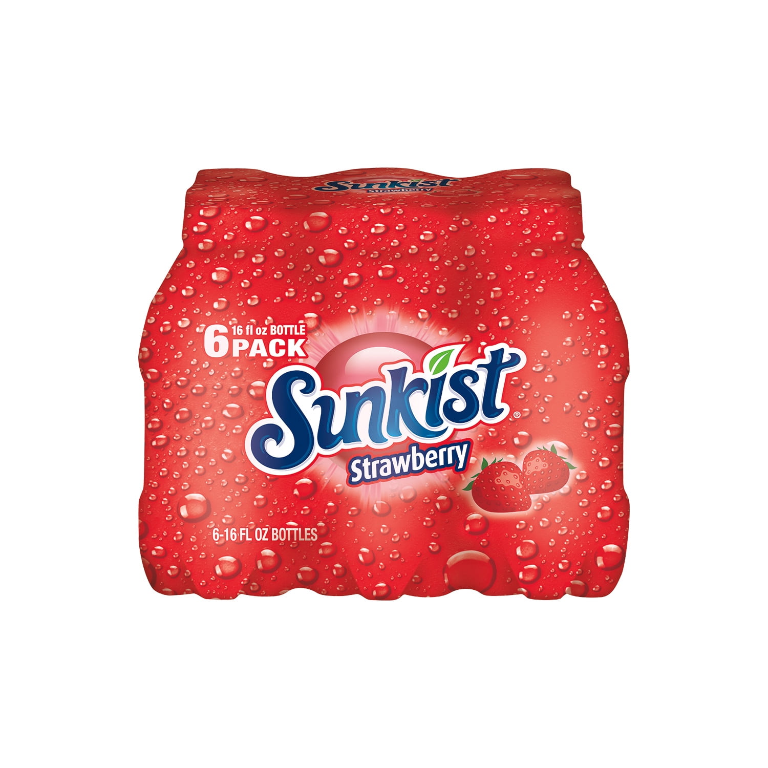 Sunkist Caffeine Free Strawberry Soda Pop, 16 fl oz, 6 Pack Bottles