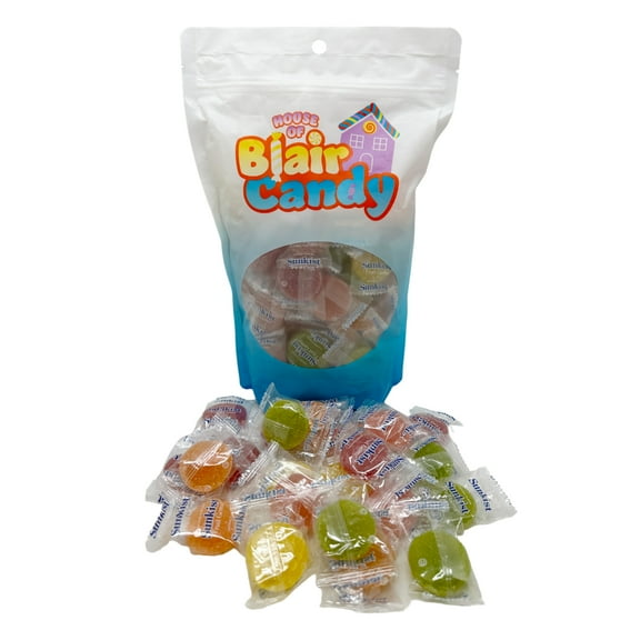 Sunkist Fruit Gems - 2 LB Resealable Stand Up Candy Bag - Sugar Coated Jelly Candies in Fruit Flavors: Lime, Lemon, Orange, Raspberry, and Pink Grapefruit - Individually Wrapped Gummy Candy