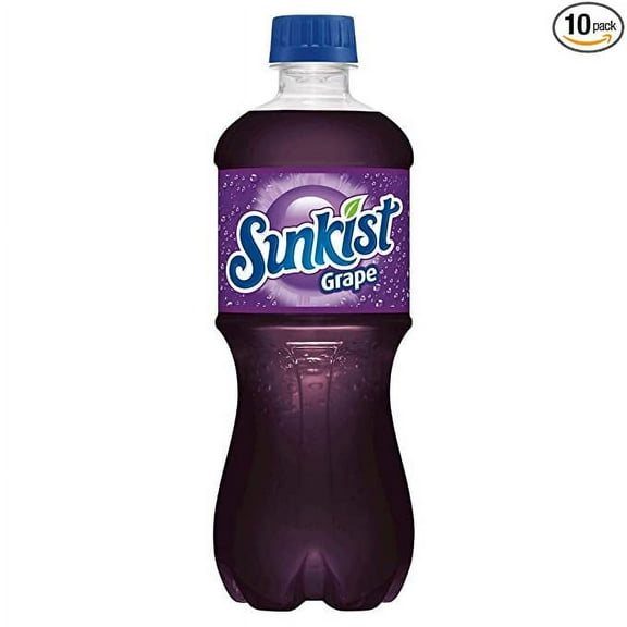 Sunkist Grape 20 oz Bottles (Pack of 10, Total of 200 FL OZ)