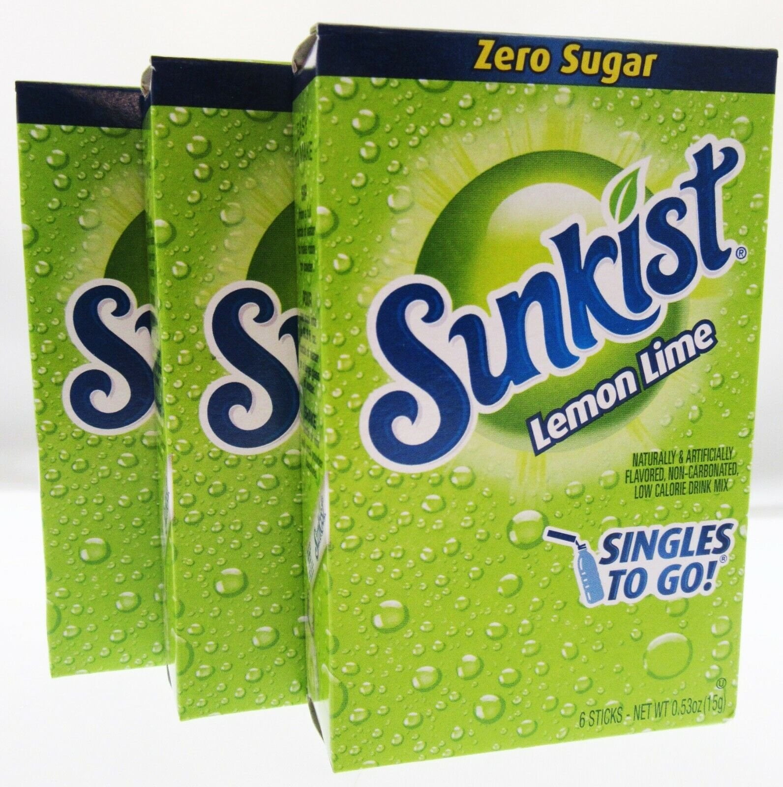 Sunkist Lemon Lime Zero Sugar Free Drink Mix, 3 Boxes with 6 Packets ...