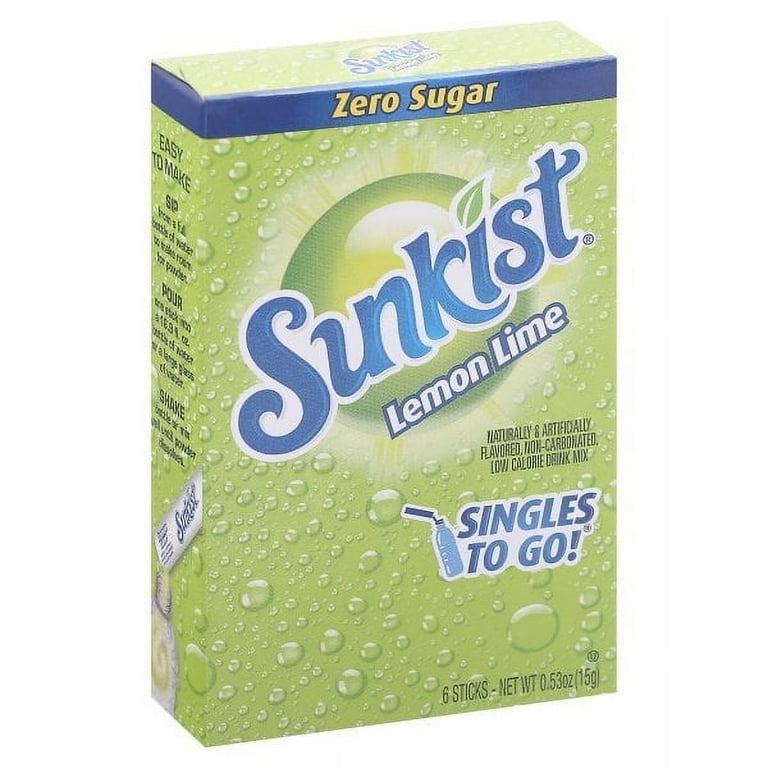 Sunkist Zero Sugar Lemon Lime Drink Mix Packets, Naturally Sunkist Zero Sugar Lemon Lime Drink Mix Packets, Naturally