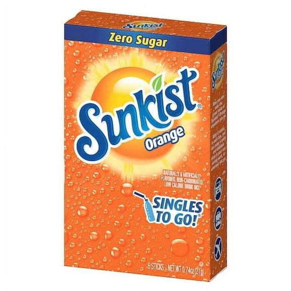 Sunkist Orange Drink Mix Singles To Go, 6 Count, 12 per case