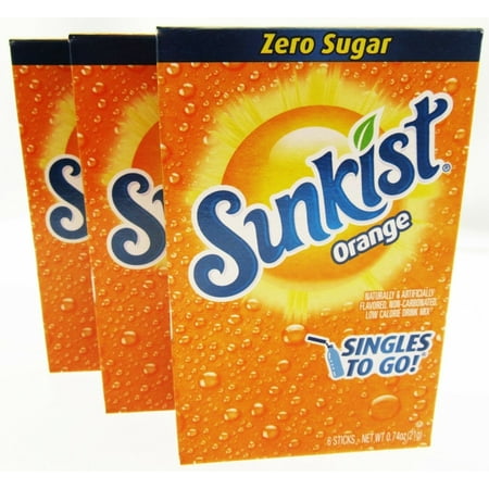 Sunkist Singles To Go Zero Sugar Orange Drink Mix, 6 count, 0.74 oz