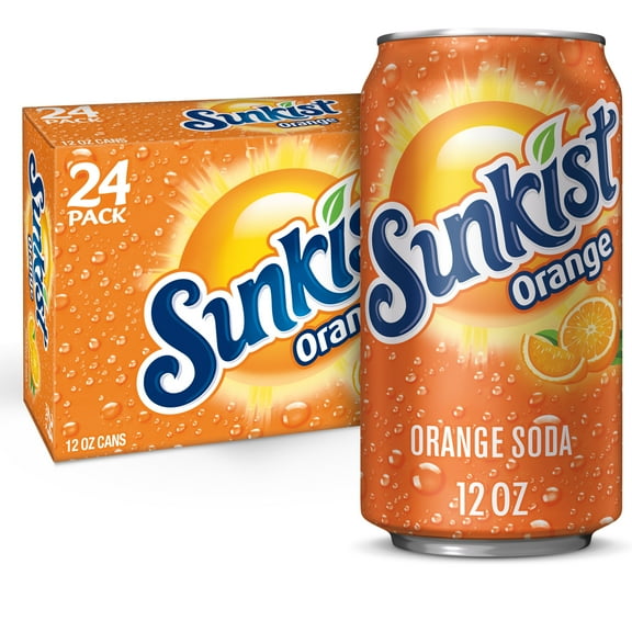 Sunkist Orange Soda Pop, 12 fl oz, 24 Pack Cans