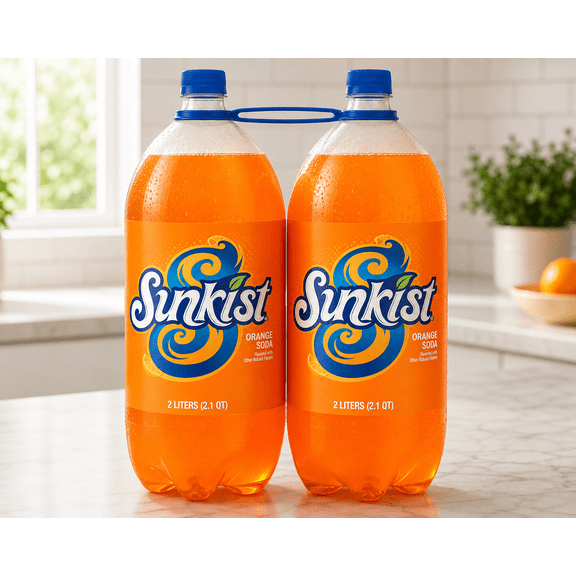 Sunkist Orange Soda Flavored with Other Natural Flavors, 2-Pack, 2 Liters (2.1 QT)