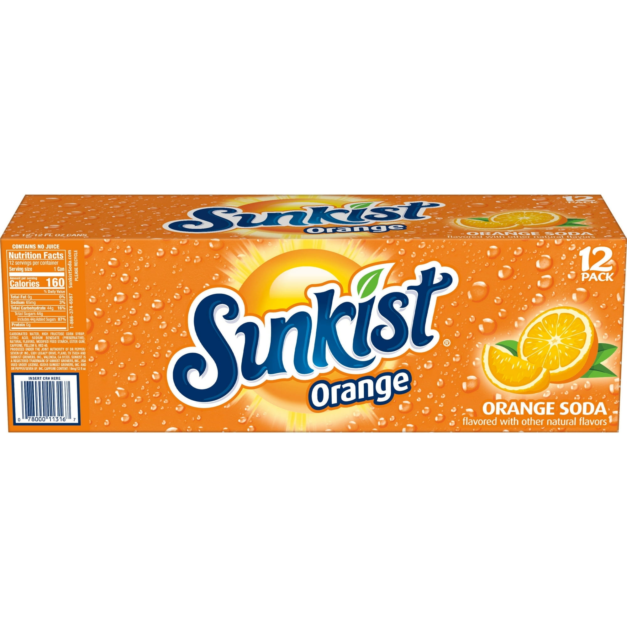 Sunkist Orange Soda Pop 12 Pack 12 fl oz