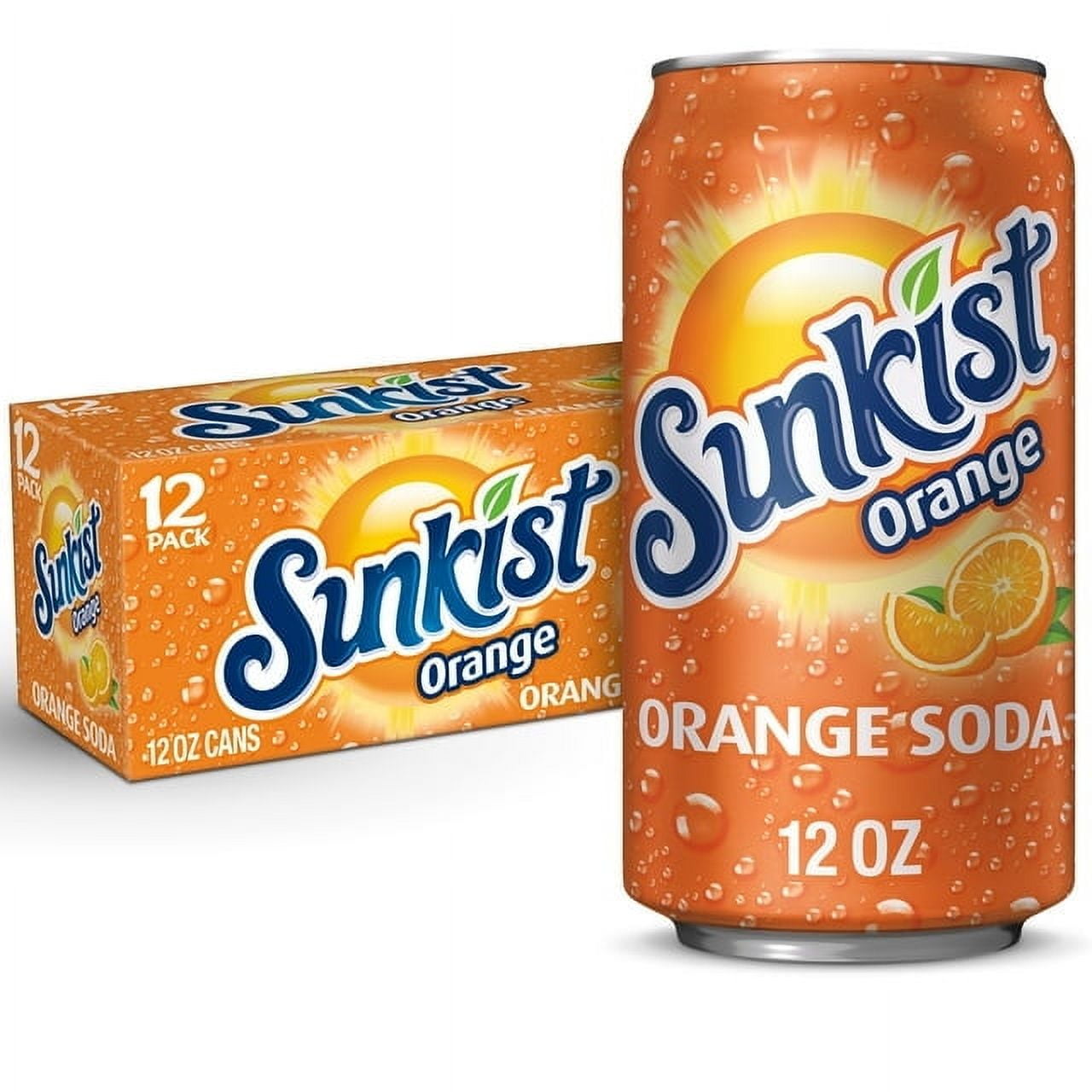 Sunkist Orange Soda Pop, 12 fl oz, 12 Pack Cans,1pack.