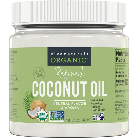 Viva Naturals Organic Refined Coconut Oil 16 fl oz (473 mL)