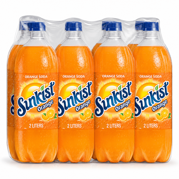 Sunkist Orange Soda Pop, 2 L Bottles, Pack of 6, Orange Soft Drink