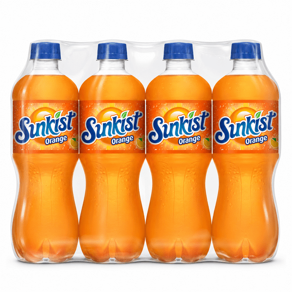 Sunkist Orange Soda Pop, 20 fl oz Bottles, Pack of 4, Caffeinated Citrus Soft Drink