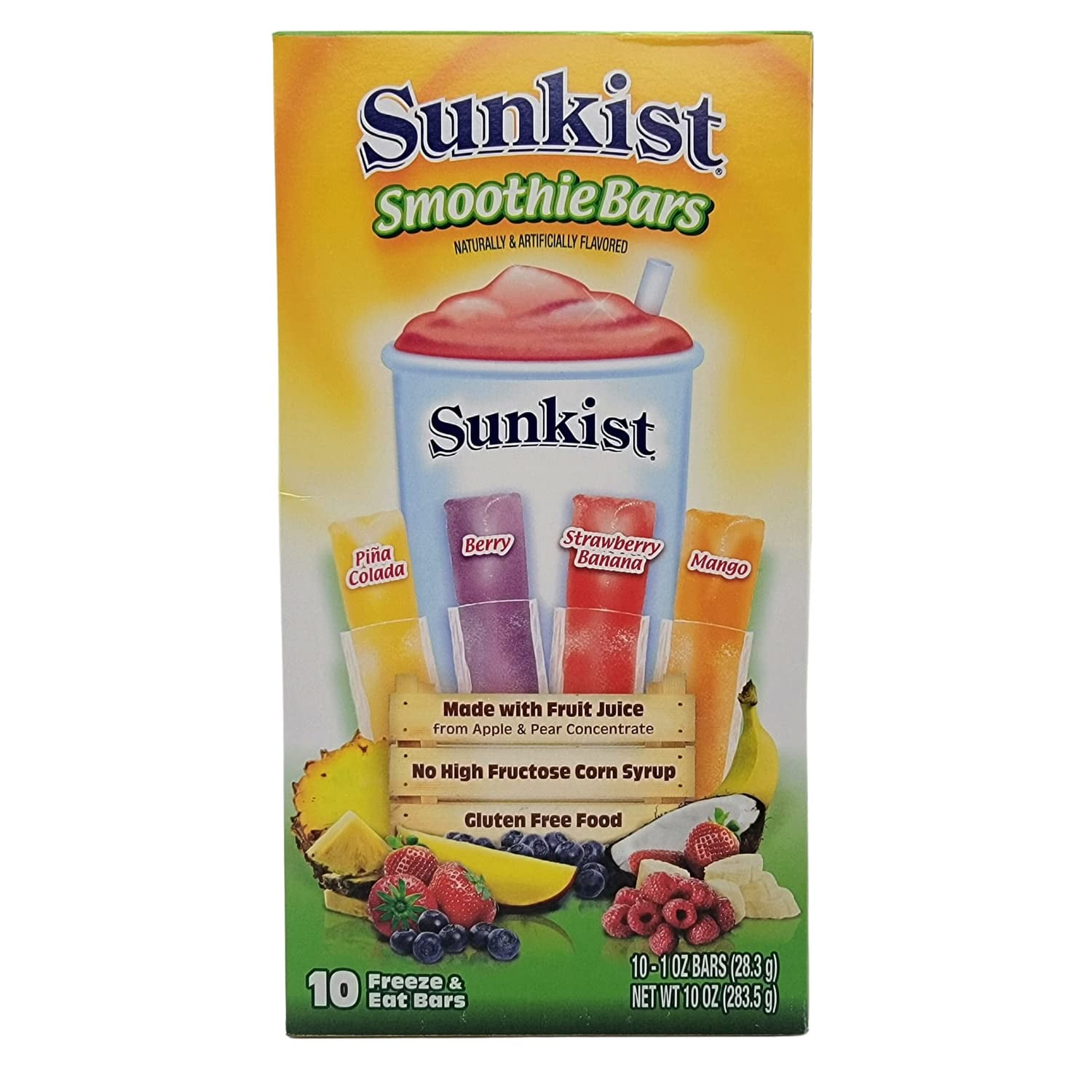 Sunkist Fruit Freezer Pops Smoothie Bars - Mango, Berry, Pina Colada ...