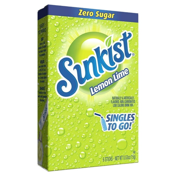 Sunkist Soda Lemon Lime Singles To Go Drink Mix, 0.53 OZ, 6 CT (Pack of 12)