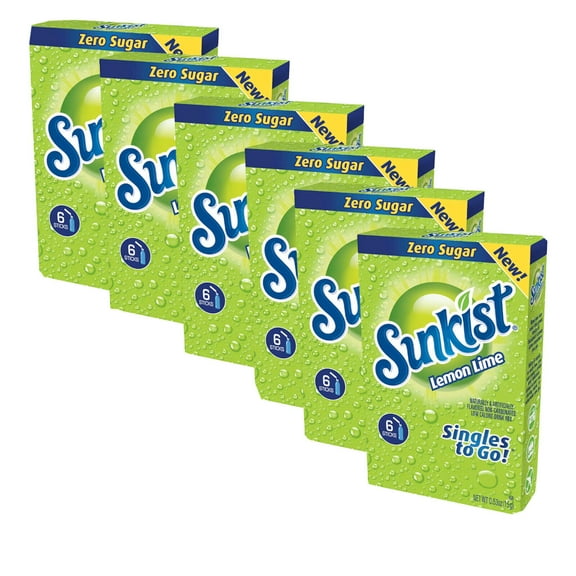 Sunkist Soda Lemon Lime Singles To Go Drink Mix, 0.53 oz, 6 CT