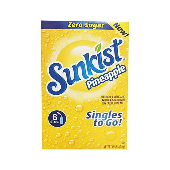 Sunkist Soda Pineapple Singles To Go Drink Mix - 0.53 OZ/ 6 CT (2 pack)