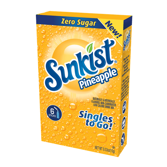 Sunkist Soda Pineapple Singles To Go Drink Mix, 0.53 OZ, 6 CT