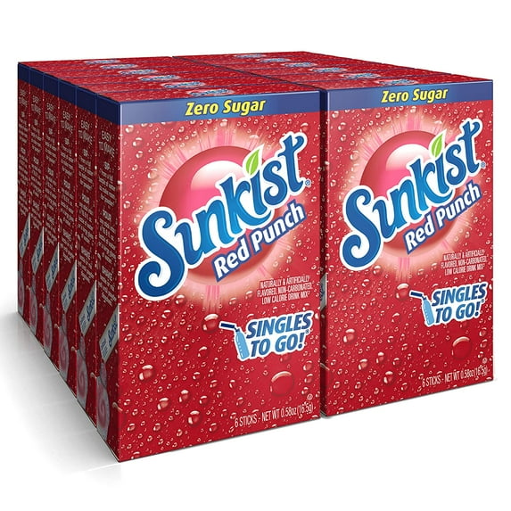 Sunkist Soda Red Punch Singles To Go Drink Mix, 0.53 oz, 6 CT (12-Pack)