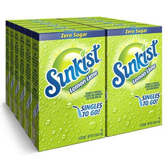 Sunkist Soda Singles To Go Drink Mix, Lemon Lime, 72 Count (Pack of 12)