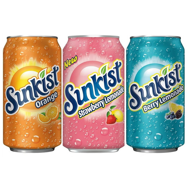 Sunkist Soda Variety Pack 3 Flavors Orange, Strawberry Lemonade