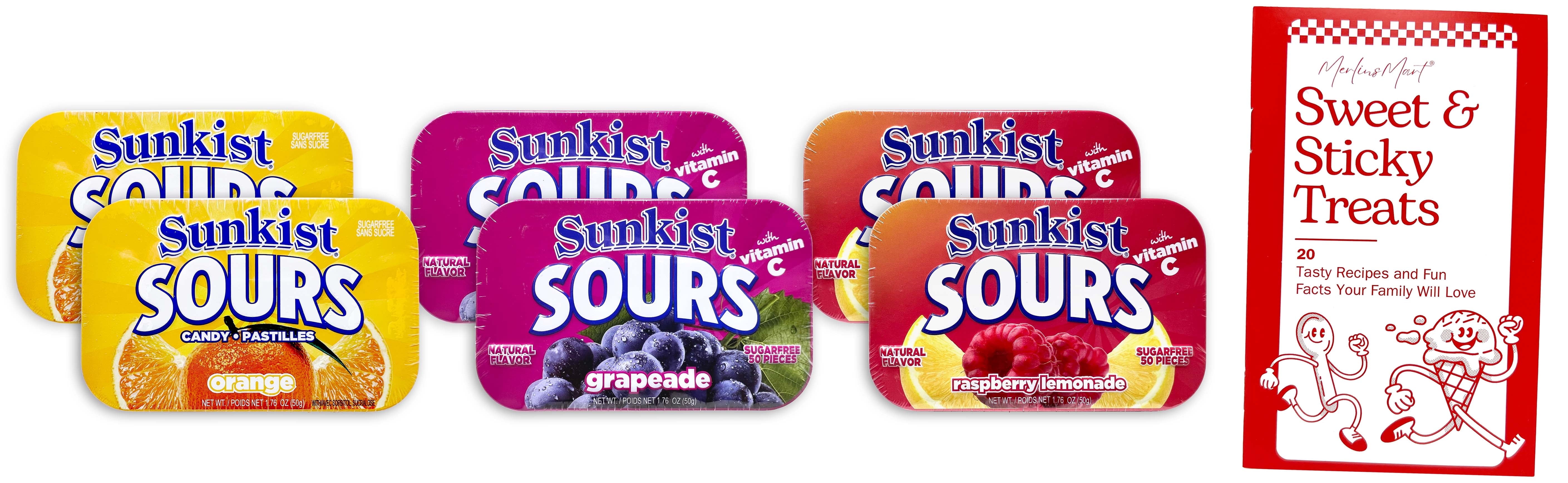 Sunkist Sours Hard Candies - 3 flavors - 2 each: Orange, Raspberry ...