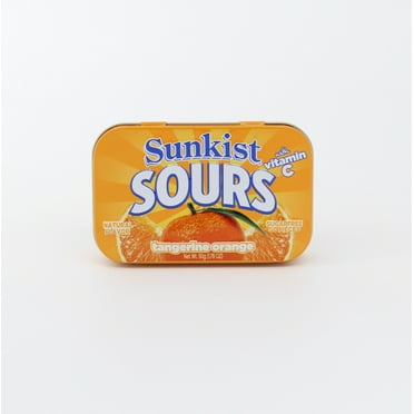 Sunkist Sours Sugar Free Tangerine Orange Candy 50-Piece Tin, Regular Size, 1.76 oz.