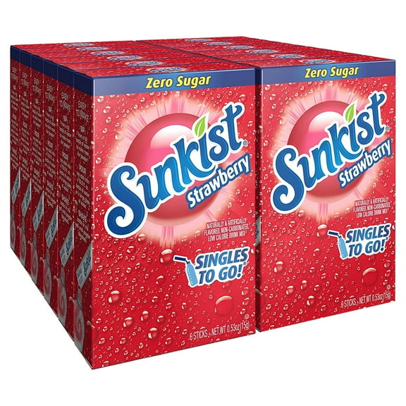 Sunkist Strawberry Soda Singles To Go Drink Mix (12 Boxes with 6 Packets Each/72 Total Servings/Non-Carbonated and Sugar-Free), 6.36 Oz