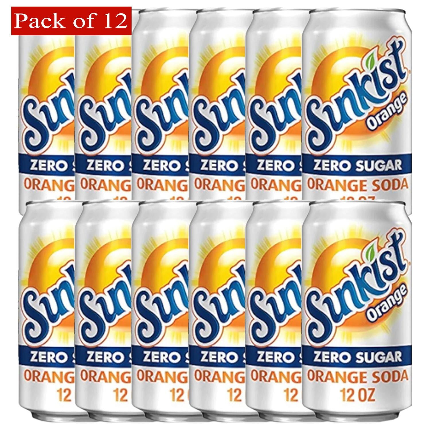 Sunkist Zero Sugar Orange Soda 12 Oz Cans Pack Of 12 Cans Walmart Com