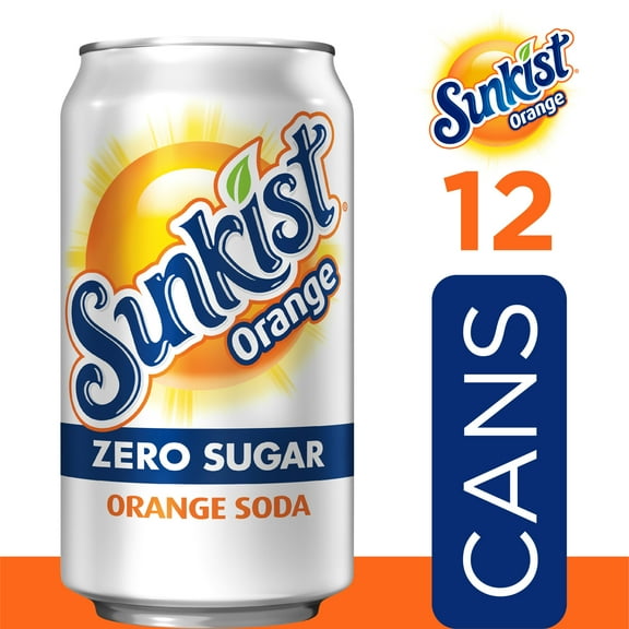 Sunkist Zero Sugar Orange Soda Pop, 12 fl oz, 12 Pack Cans (Pack of 1)