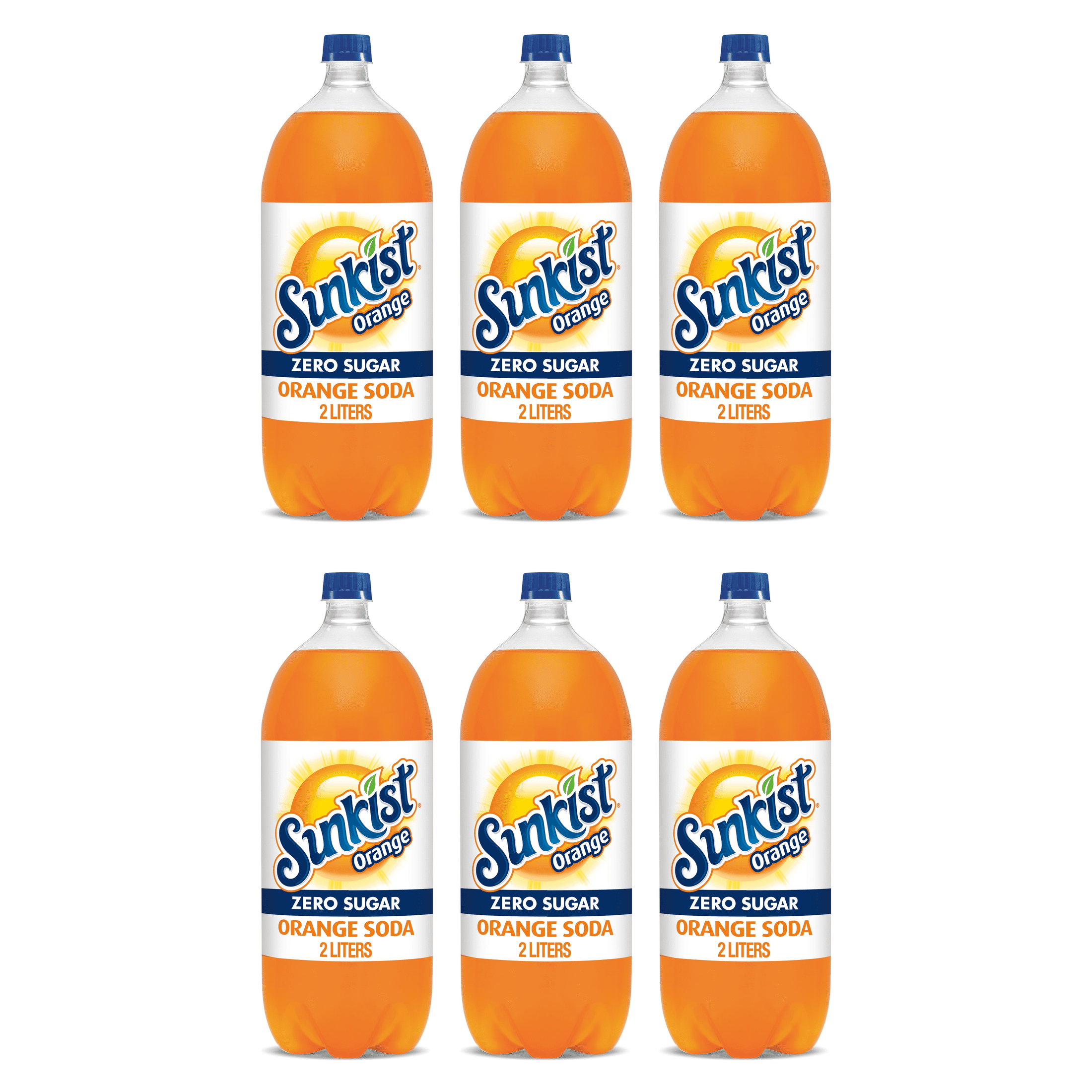 Sunkist Zero Sugar Orange Soda Pop, 2 Liter Bottle (Pack of 6