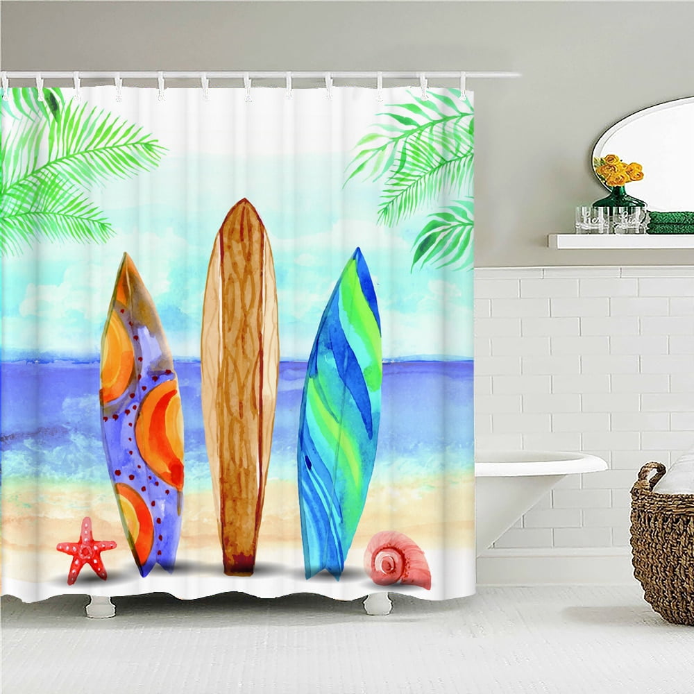 Sunlight Beach Waterproof Fabric Shower Curtains 3D Printing Palm Tree