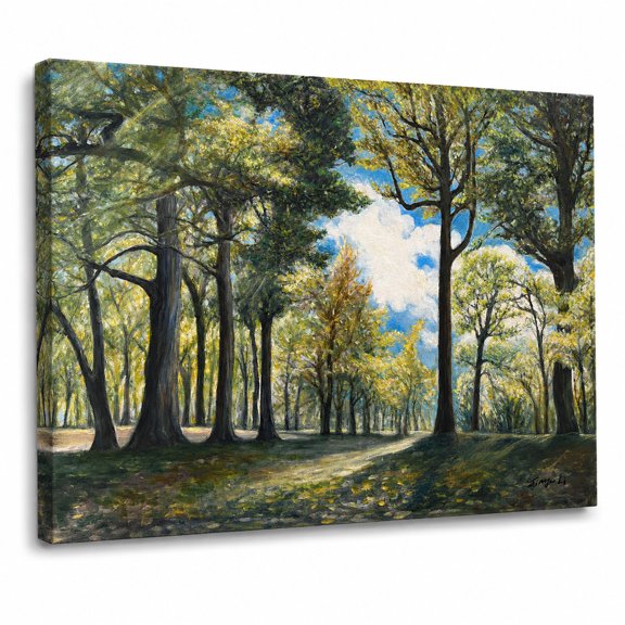 Sunlight Forest Landscape Wall Art Print, Nature Decor