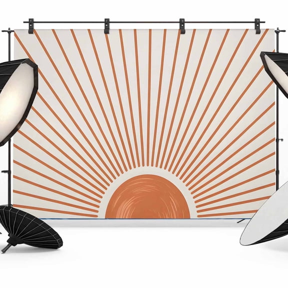 Sunlight Lines Backdrop for Photography,Fabric Photo Background Backdrop,Orange Sunset Abstract Striped Art Photo Booth Background for Portrait Photoshoot Video Wedding Studio Decor Banner 10x8ft