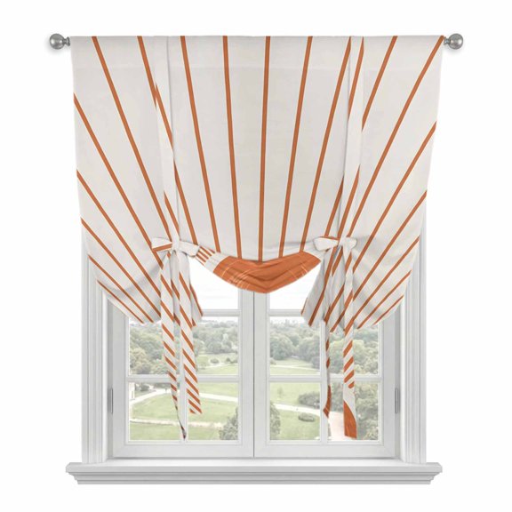 Sunlight Lines Balloon Curtains for Windows, Bedroom Curtains 54 Inch Length, Orange Sunset Abstract Striped Art Tie Up Curtains Panels Thermal Insulated Bathroom Curtains Window 42"x54"