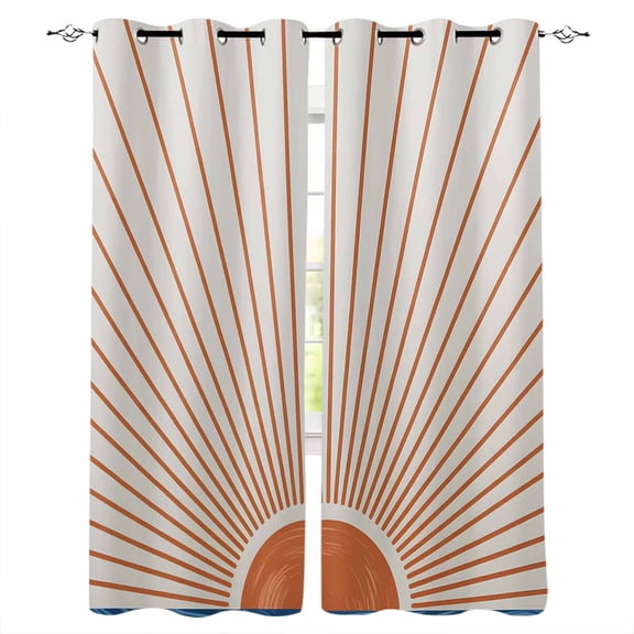 Sunlight Lines Blackout Curtains for Bedroom Living Room Darkening Curtains 63 Inches Long Orange Sunset Abstract Striped Art Window Curtain 2 Panels Set Window Treatment Grommet Drapes 42"x63"