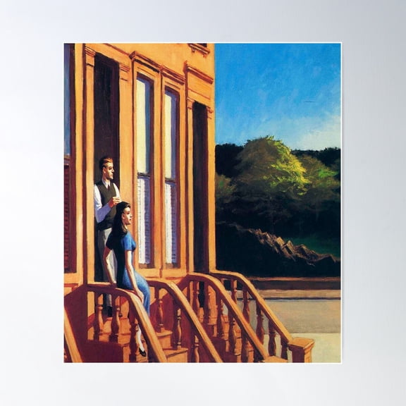 Sunlight On Brownstones-Edward Hopper Poster Wall Art, Modern Wall Decor For Living Room Bedroom, 12x18 UNFRAMED