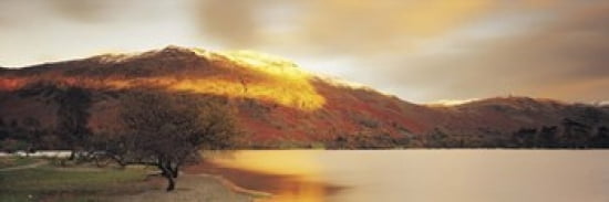 Sunlight On Mountain Range Ullswater Lake District Great Britain United Kingdom Canvas Art - Panoramic Images (36 x 12)