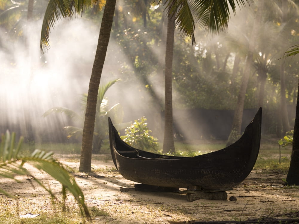 Sunlight Shining On A Canoe Canvas Art - Keith Levit Design Pics (36 x 26)