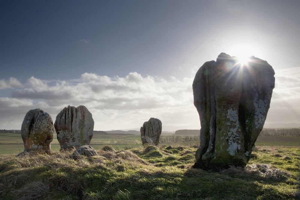 Sunlight Shining On The Standing Stones Of Duddo Northumberland England Canvas Art - John Short Design Pics (38 x 24)