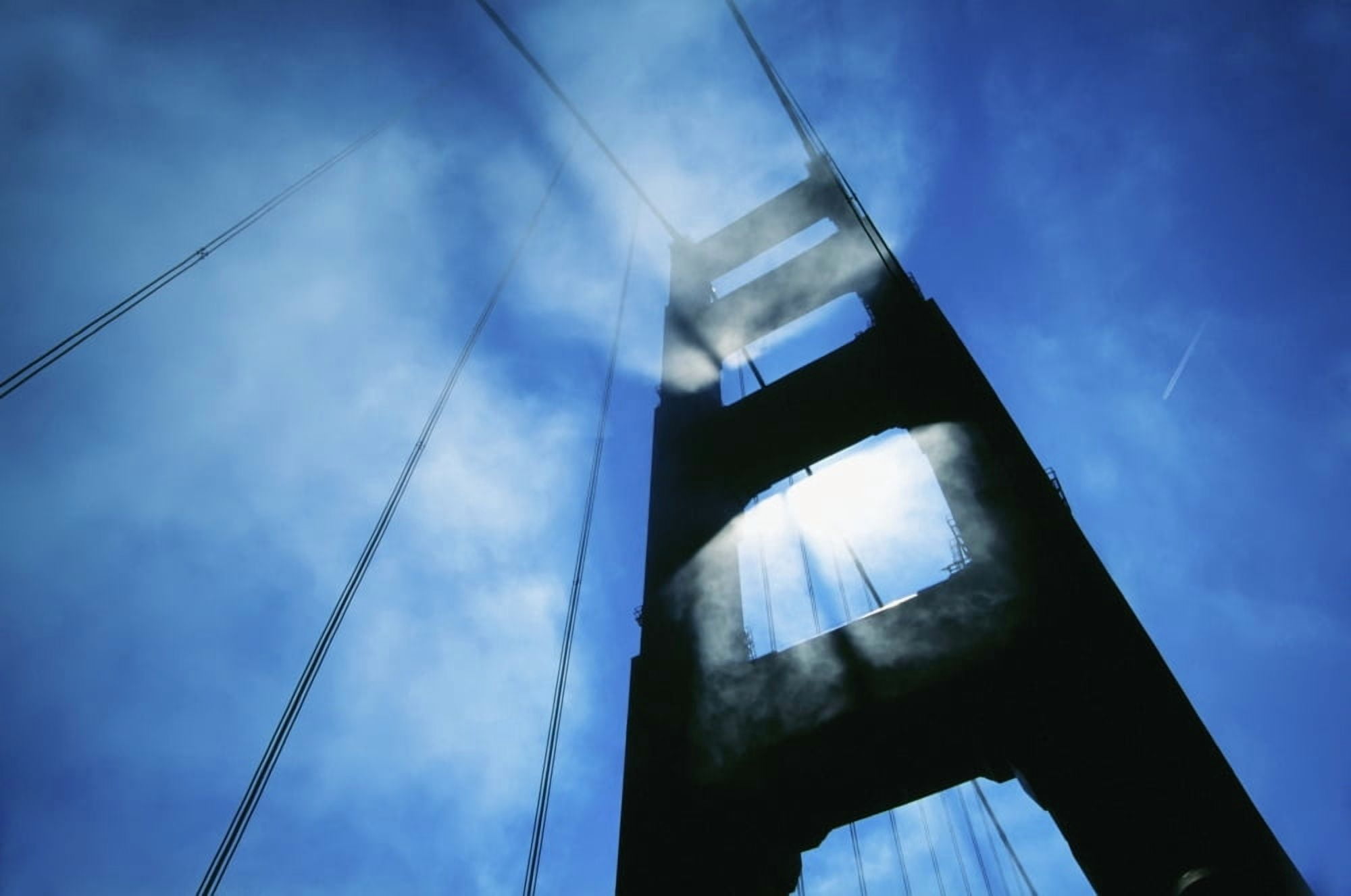 Sunlight Shining Through Golden Gate Bridge Close-Up Canvas Art - James Sparshatt Design Pics (19 x 12)