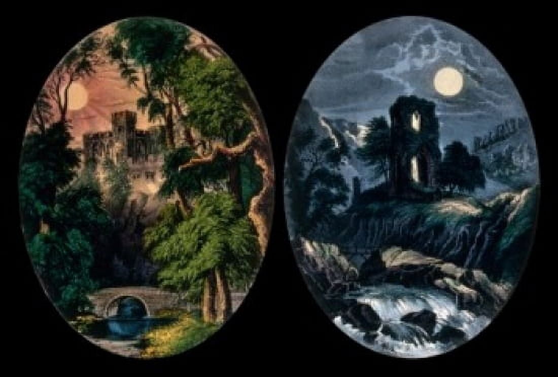 Sunlight - The Castle Moonlight - The Ruins Currier & Ives (1834-1907American) Canvas Art - Currier & Ives (24 x 36)