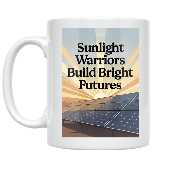 Sunlight Warriors Build Bright Futures - Solar Energy Advocate - 11 oz Ceramic Coffee Mug