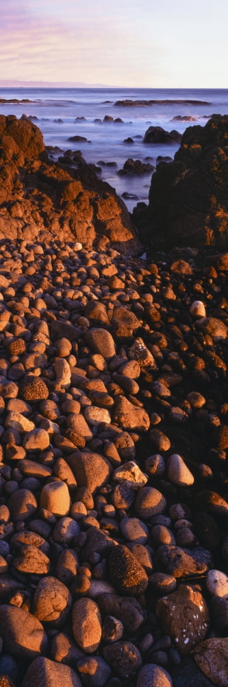 Sunlight falling on cobblestones on the coast during sunset Las Rocas Beach Baja California Mexico Canvas Art - Panoramic Images (27 x 9)