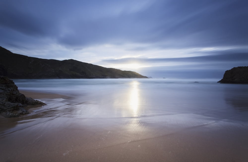 Sunlight reflecting on wet beach at Boyeeghter Bay County Donegal Ireland Canvas Art - Peter McCabe Design Pics (19 x 12)