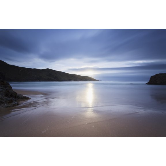 Sunlight reflecting on wet beach at Boyeeghter Bay County Donegal Ireland Canvas Art - Peter McCabe Design Pics (38 x 24)