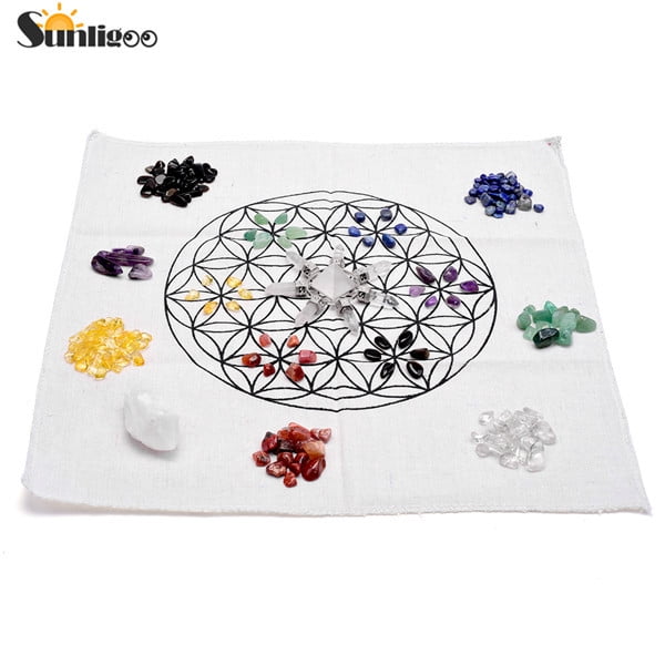 Sunligoo 7 Chakra Healing Crystals Grids Kit W Clear Quartz Pyramid