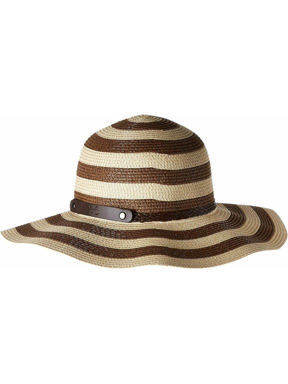Roll-n-Go Sun Hat Tan & Brown Striped Travel Braided Leatherette Strap