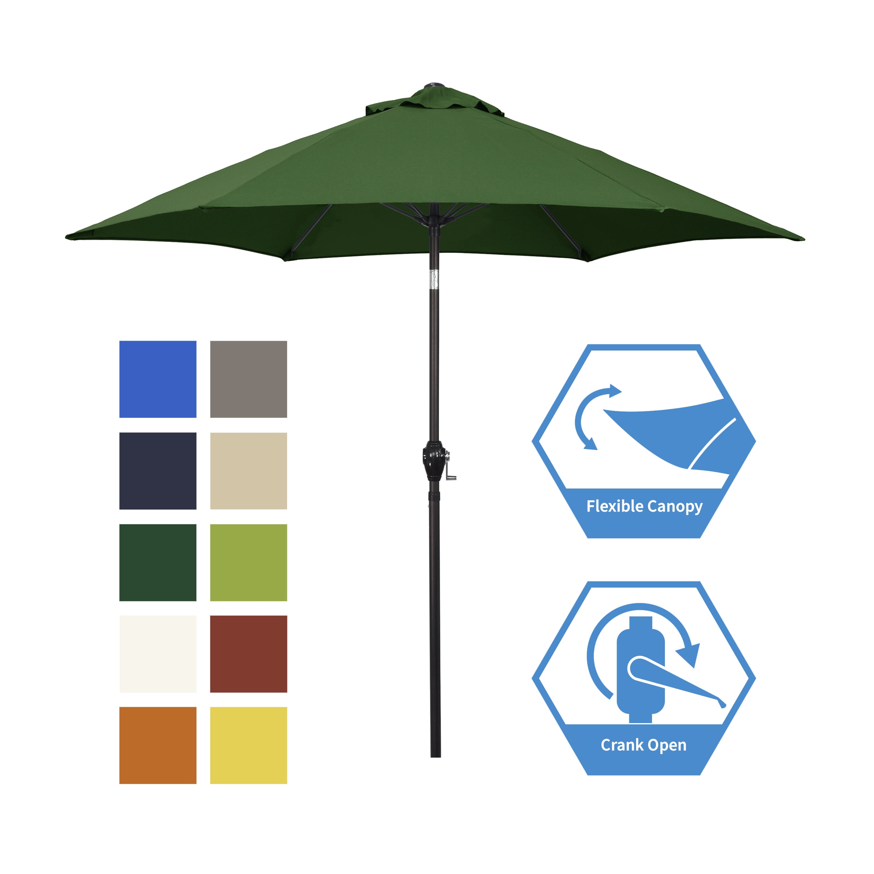Sunline 9 ft Crank Open Push Tilt Fiberglass Ribs Aluminum Pole Market Patio Umbrella